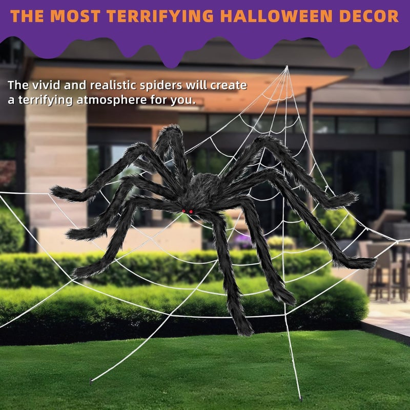 Kendane Halloween Decorations Outdoor and Indoor,200" Halloween Spider Web with 59" Giant Spider,Scary Party Decorations for Yard,House Decor. - Image 5